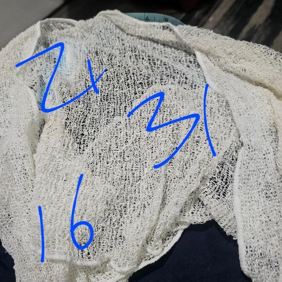 Y2k 90s cream whimsigoth beachy crochet net guaze cover up - Picture 3 of 3